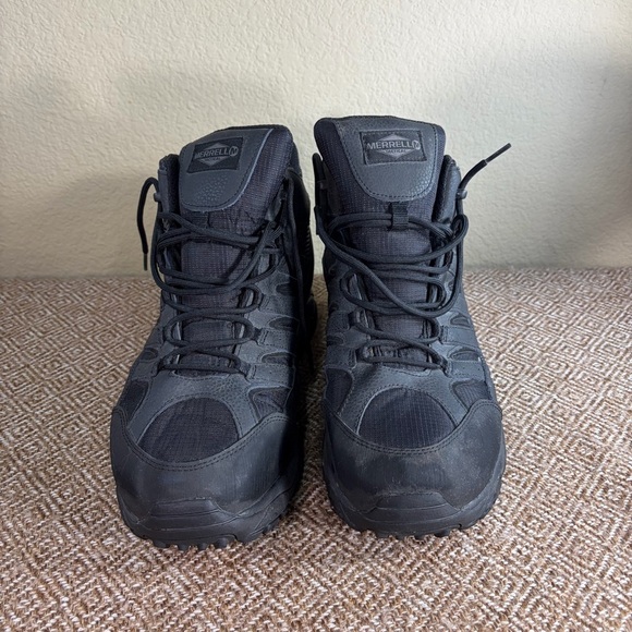 Merrell Moab 2 Mid Tactical Duty Boots Men\'s Sz 13W Black Vibram Sole Outdoor